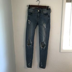 American Eagle Distressed Blue Jeggings